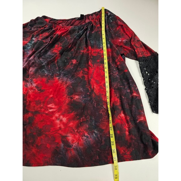 Kaktus size 1X women's career casual loose fit blouse lace accent ^ - Picture 7 of 8